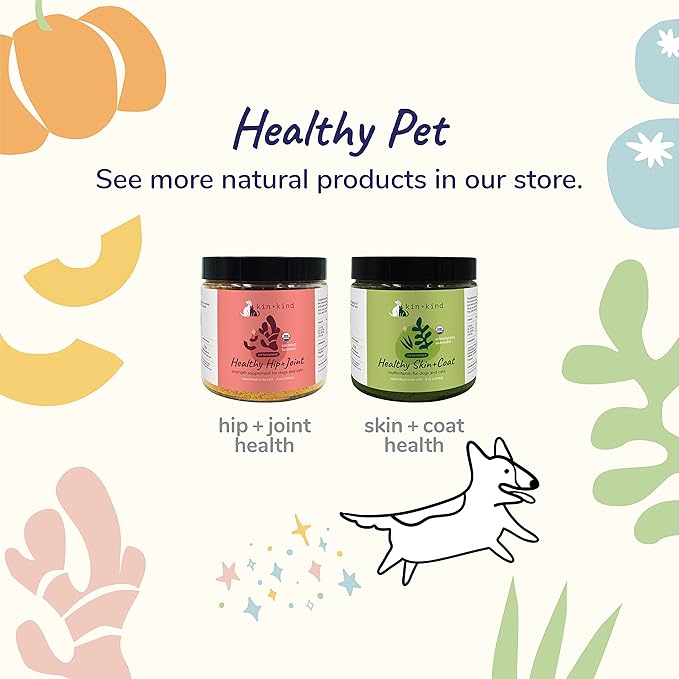kin+kind Organic Pumpkin Powder for Dogs & Cats for Healthy Poop - Made in USA - Natural Pumpkin Powder Formula w/Flax Seed, Ginger, Turmeric & Coconut - Nutritional Supplement - Large 8oz