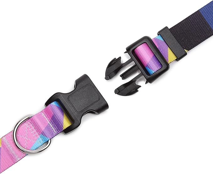 Mercano Adjustable Dog Collar - Special Design Patterns, Soft Nylon Comfortable Sturdy Pet Collar for Small Medium Large Dogs (M, Geometry Purple)