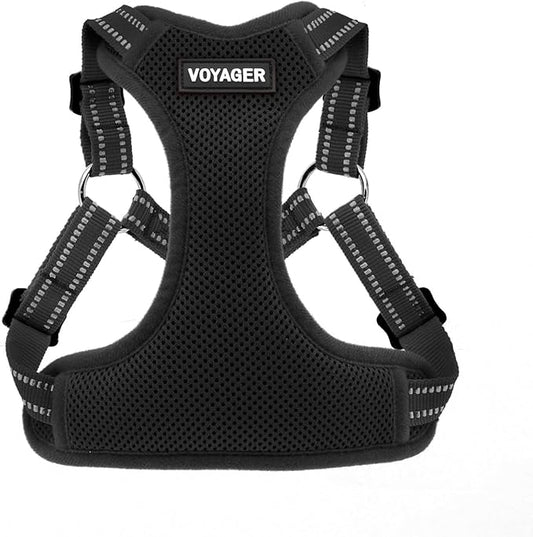 Best Pet Supplies Voyager Adjustable Step-in Flex Breathable Mesh Dog Harness for Small Medium Large Dogs (Black), M