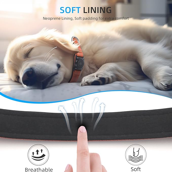 Upgraded AirTag Dog Collar, IP68 Waterproof Air Tag Dog Collar Holder, Reflective, Ultra-Durable, Comfortable Padded, Heavy Duty Dog Collars for Small Medium Large Dogs (XL (15.6"-22"), Orange)
