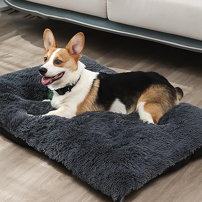 Dog Crate Mat, Dog Bed for Large Dogs, Comfy Fluffy Kennel Pad Anti-Slip for Dog beds & Furniture, Quilted Dog Bed for Pets for Medium/Small Dogs Cats (Color : Gray 1, Size : 30x21)