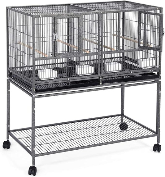 Topeakmart 5 Pack Divided Breeder Parakeet Canary Lovebird Finch Budgie Bird Cages W/Rolling Stand