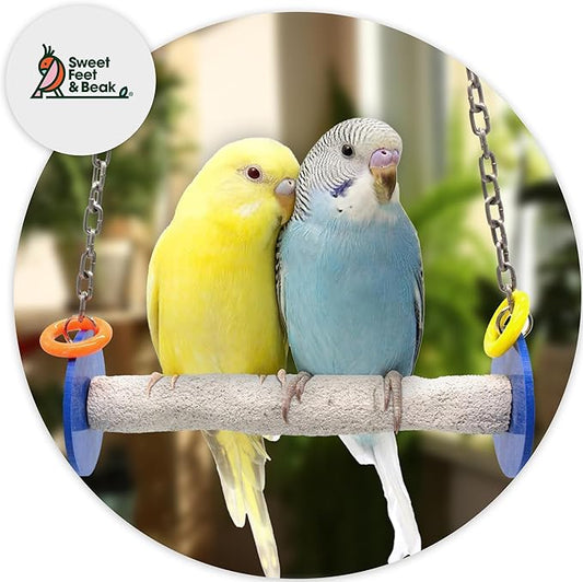 Sweet Feet and Beak Roll Bird Swing - Perch Bird Toys Trims Nails and Beaks, Safe and Non-Toxic Bird Cage Accessories for Small and Large Birds, Swinging Toys Birds Will Love, XL 11 Inches