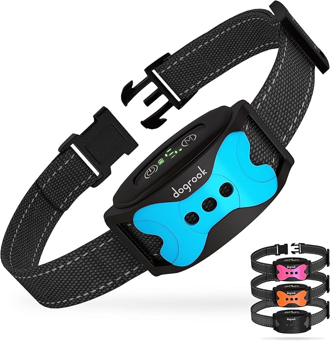 DogRook Dog Bark Collar | Smart Collar for Dog Training | No Shock | Beep & Vibration | Rechargeable | No Bark Collar for Dogs | Anti Bark Collar for Large Dog, Medium Dog, Small Dog | 12-110 lbs