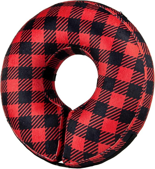 BENCMATE Inflatable Dog Cone Collar Alternative, Soft Dog Cone for Small Medium Large Dogs and Cats, Neck Recovery ECollar Donut Collar After Surgery (Large+, Plaid)