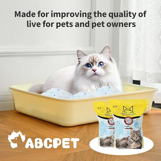 Cat Litter Crystals No Clumping Odor Control Kitty Litter Non-Clumping No scooping Low Dust, Low Tracking, Dehydrates Waste - 25.8 lbs (6 x 4.3 lb Packs)
