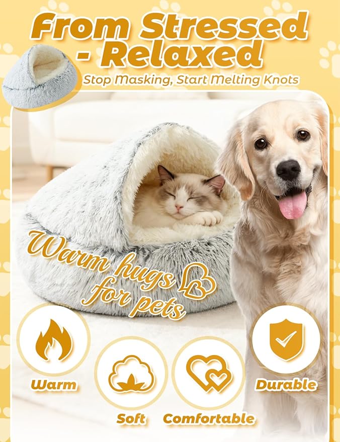 Dog Bed, Dog Bed with Cover Cave, Dual Comfort Design, Pet Bed for Small/Medium/Large Cats and Dogs, Anxiety Relief, Durable & Chew-Proof, Improves Sleep & Behaviour (Green, 32in)