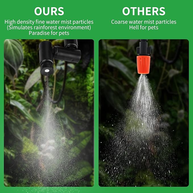 Reptile fogger Smart Spray System, Reptile Humidifiers Automatic with Timer, Reptile Mister with 360°Adjustable Misting Nozzles for Terrariums Amphibian Lizard Snake Frog Plants