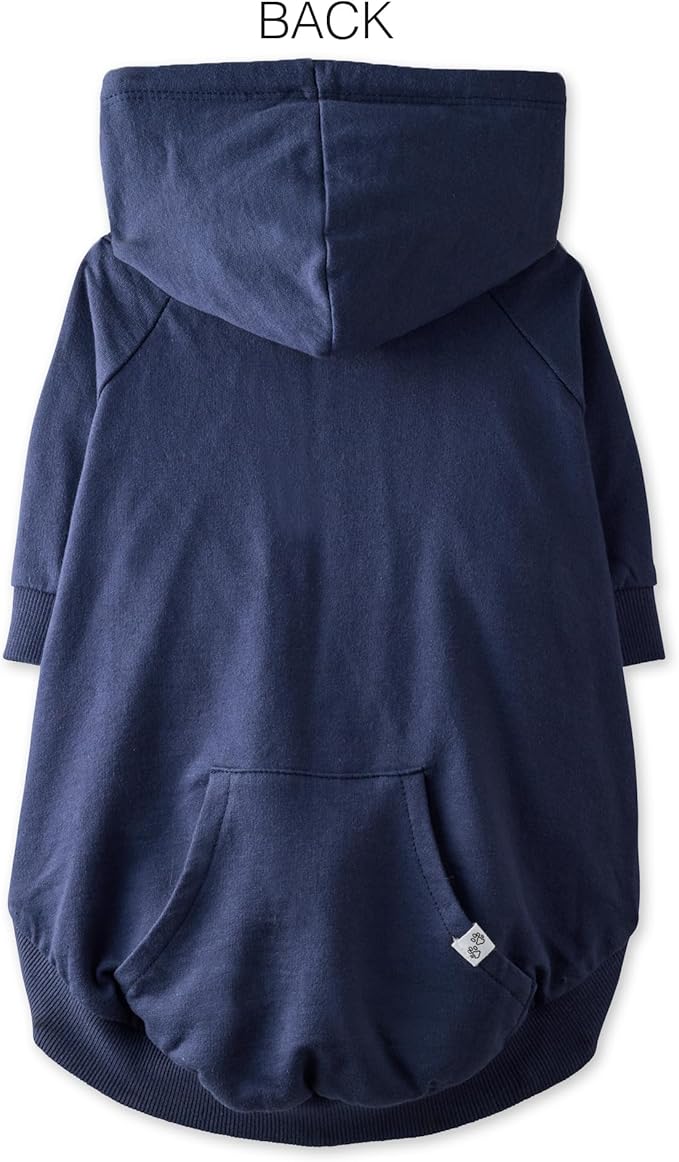 Rocky – The Orginal Lightweight Hooded TEE 100% Organic Cotton Dog Hoodie Pet Coat Sweater for Small, Medium, Large Dogs, Navy, Large