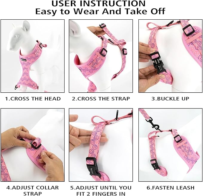 Dog Cat Harness and Leash Set, Puppia Soft Mesh Padded and Adjustable Puppy Vest Cute Dog Clothes Escape Proof Easy Walk Pet Accessories (Grapefruit, M (Neck 13.4"-16.5"; Chest 17.7"-23"))