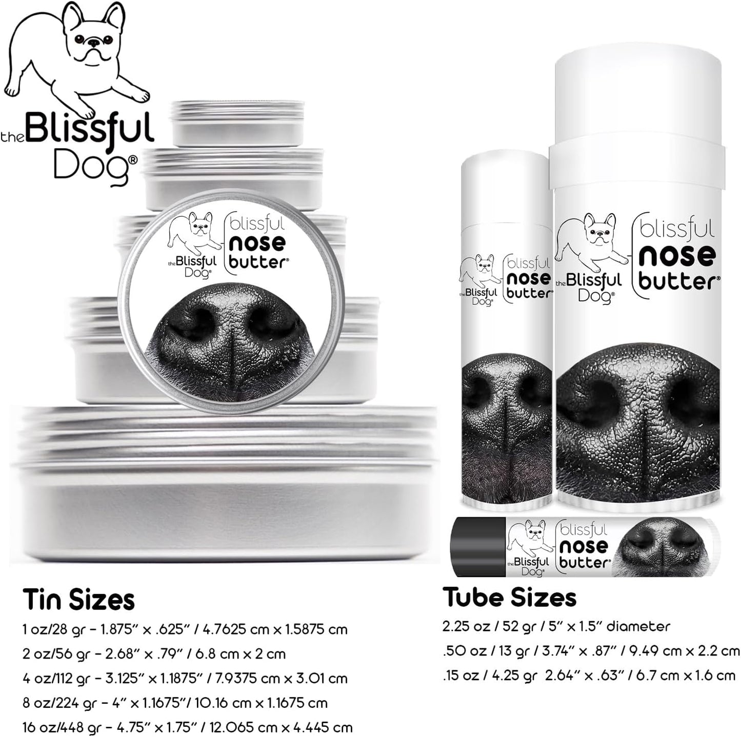 The Blissful Dog Jack Russell Terrier Nose Butter for Dry, Cracked Skin, Lick-Safe Dog Nose Balm with Moisturizing Shea Butter, Almond, Olive, and Essential Oils, Pet Supplies, Uncented, 0.50 oz.