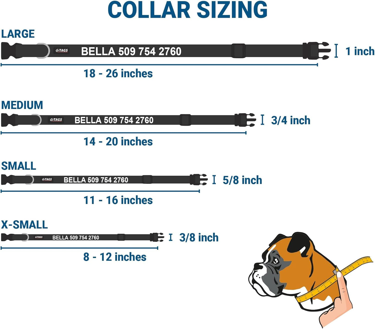 GoTags Reflective Personalized Dog Collar with Nameplate, Adjustable Dog Collar with Custom Engraved Steel Slide On Pet ID Tag, Silent, No Noise Dog Tag for Large Medium or Small (Hunter Green, Large)