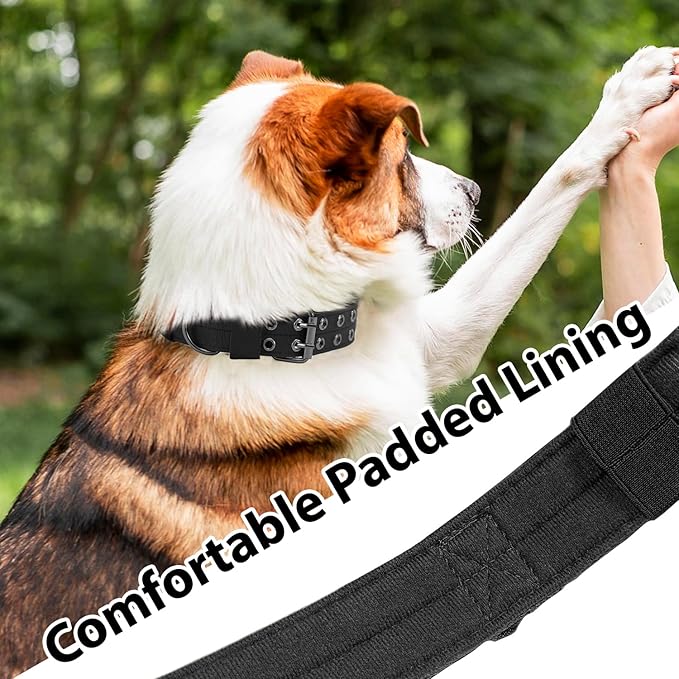 Tactical Dog Collar Military Adjustable Dog Collars Soft Nylon Training Collar with Patch Heavy Duty Metal Buckle Collars for Medium Large Dogs (Pink-1, XL)