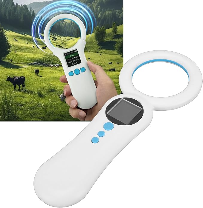 Diyeeni Pet Microchip Reader, 500 Records Animal Chip ID Scanner, Animal ID Tag Handheld Reader for Dog Cat Pig, Support EMID & FDX B (ISO11784/11785) 134.2KHz/125KHz