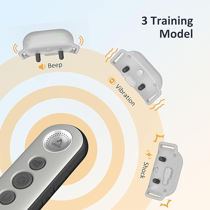 PATPET Dog Training Collar with Remote - Electric Dog Shock Collars for Small Medium Large Dogs, 3 Adjustable Safe Modes Rechargeable Waterproof E Collar for Dogs (8-120 lbs)