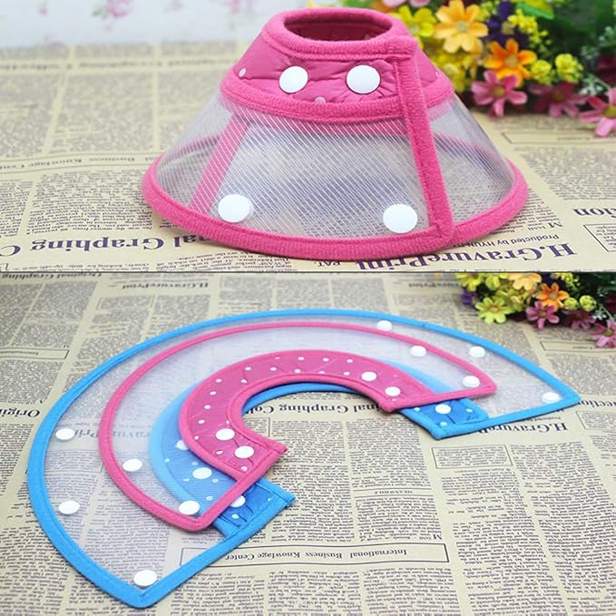 Pet Cone Recovery Dog Cone Adjustable Dog Collar Clear Padded Collar with Breathable Soft Edge, Plastic Puppy Cone Protect The Neck Surgery Recovery, Designed for Cats and Puppies (Large, Pink)