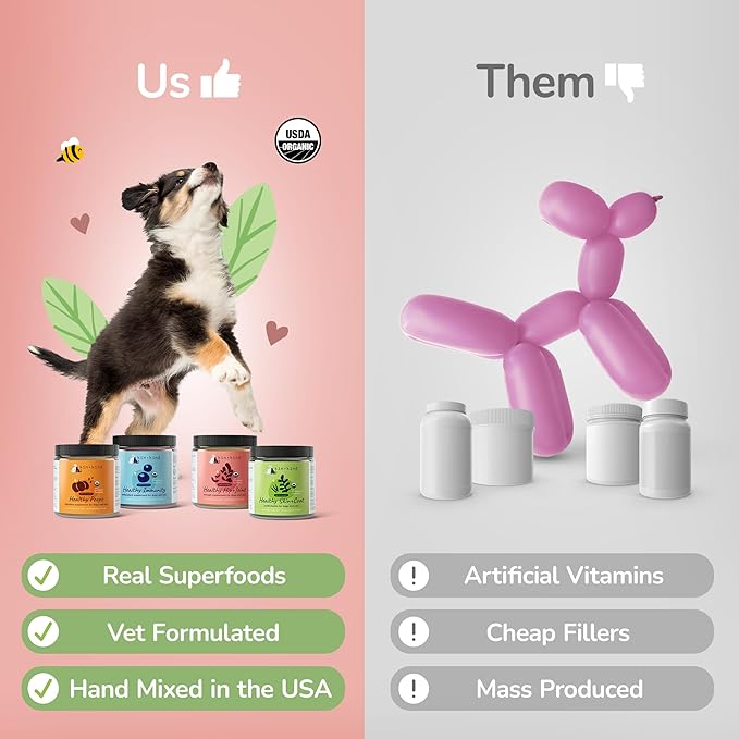 kin+kind Healthy Calm Supplement for Dogs & Cats - Vet Formulated Natural Formula with Organic Chamomile, Thyme, Apple Pomace, Ginger and Coconut- Made in USA - 4 oz (Medium)