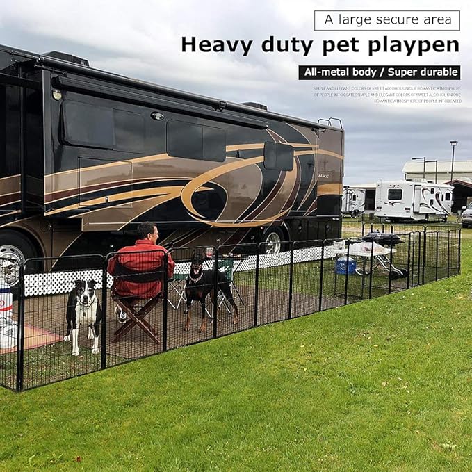BestPet | Dog Playpen | 32 Inch, 16 Panels | Heavy Duty Metal Pet Exercise Pen | Indoor Outdoor Fence Panels | Rust-Resistant, Removable, Tool-Free Setup | Anti-Skid, Expandable Design