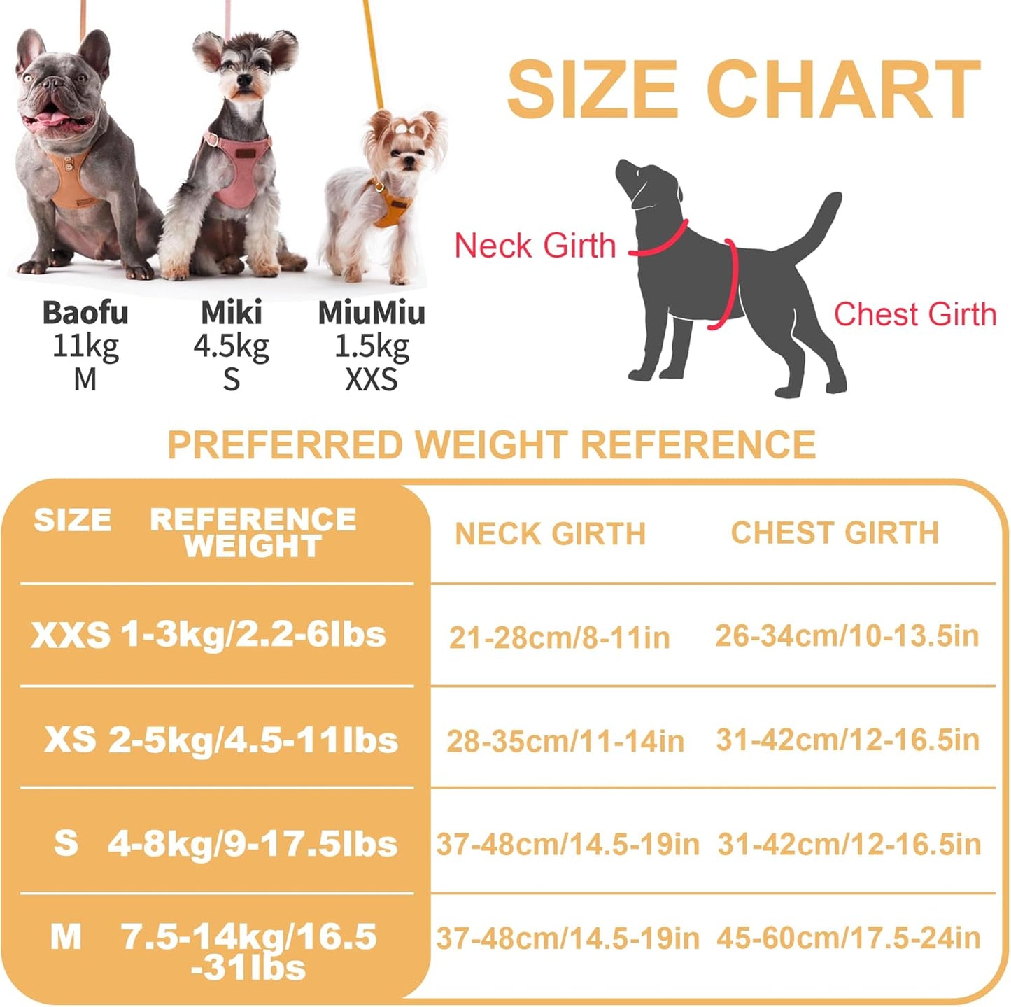 Puppytie No Pull XXS Puppy Harness with Multifunction Dog Leash,Soft Adjustable No Choke Escape Proof Pet Harness Vest,Yellow,XXS