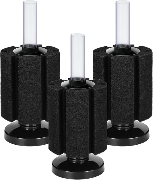AQUANEAT 3 Pack Aquarium Bio Sponge Filter Breeding Fry Betta Shrimp Nano Fish Tank(M Large up to 50Gal)