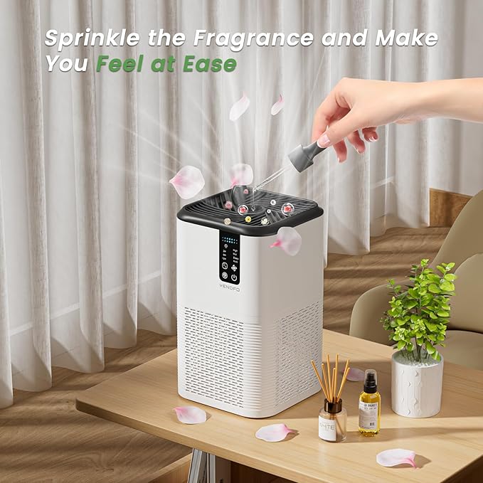 Air Purifier for Home Large Room Up to 1750ft²,3-in-1 Filter with Sleep Mode,Air Purifier with Aromatherapy Diffuser for Office,Living Room,Bedroom,Remove Smoke Odor,Home Pets,White Black