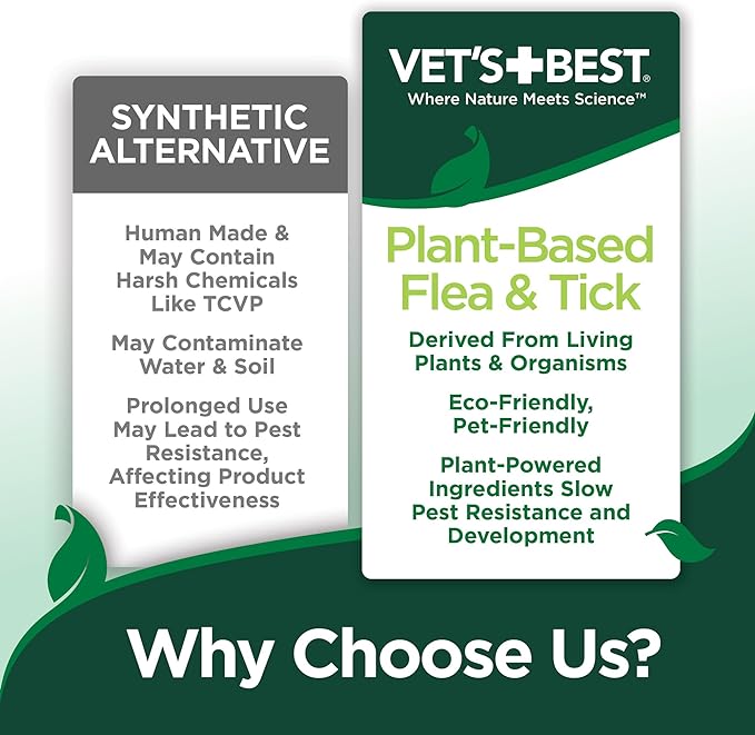 Vet's Best Natural Flea and Tick Spray for Dogs – Plant-Based Flea Repellent with Certified Essential Oils – Natural Pest Control and Prevention – Non-Toxic Formula for Home Use – 8 oz Bottle