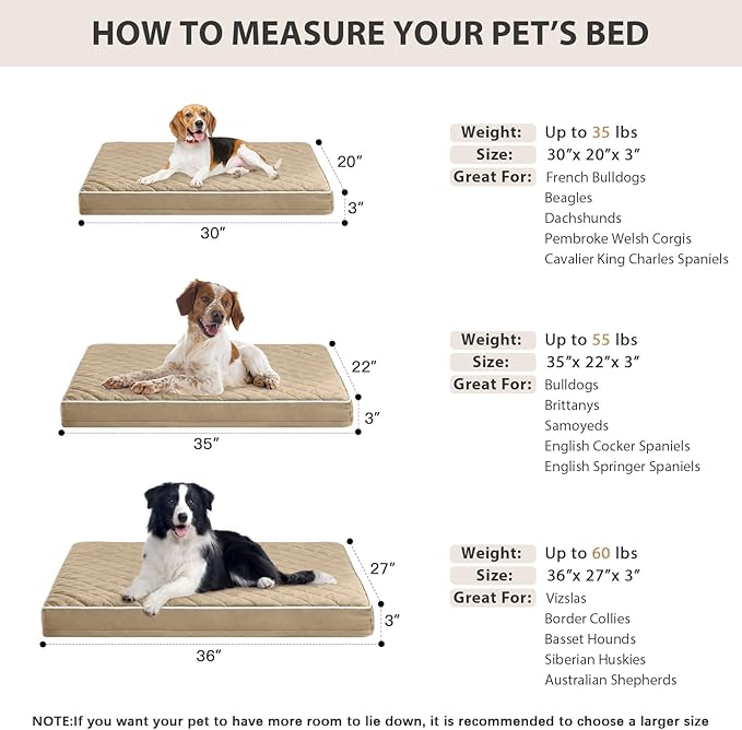 WNPETHOME Orthopedic XL Dog Beds Large Sized Dog, Waterproof Extra Large Dogs Bed with Removable Washable Cover, Multi-Needle Quilting Dogs Crate Bed