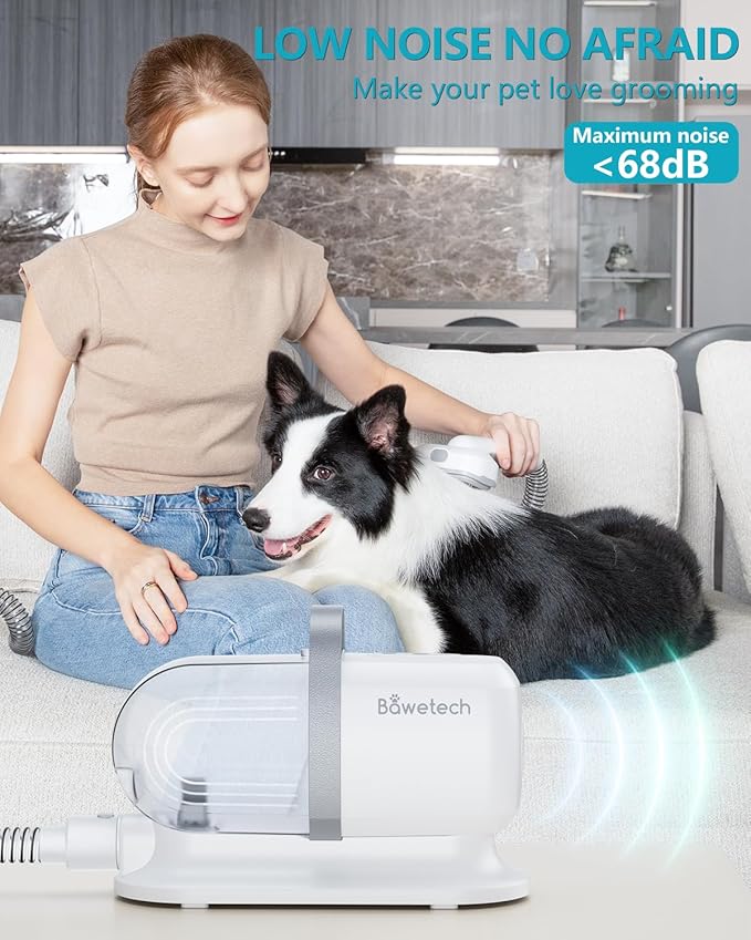 Dog Grooming Vacuum, Bawetech B2 5-in-1 Pet Grooming Kit with Dog Clipper, 11000Pa Suction | 2L Capacity | 113℉ Dryer | Low Noise Pet Hair Removal Tool Pet Supplies, 2025 Upgraded