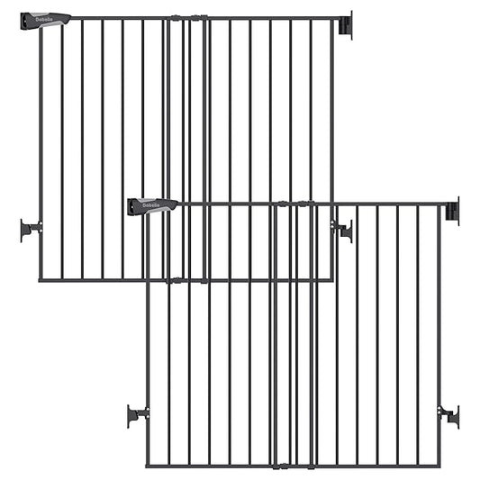 Babelio Baby Gate for Stairs, Kitchen & Doorways, No Bottom Bar| Easy Install| One-Handed Operation| Auto-Close| Hardware Mount Safety Dog Gate (Black - B17, 34" H, 26-43" W-Standard 2 Pcs)