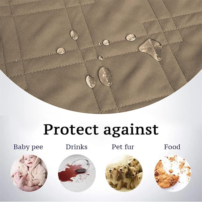 Dog Bed Cover Waterproof Microfiber Quilted Mattress Cover Pet Mat Silicon Non Slip 9 Size Furniture Protectors for Bed Sofa Couch (132 x 208 cm/52 x 82 in,Taupe)