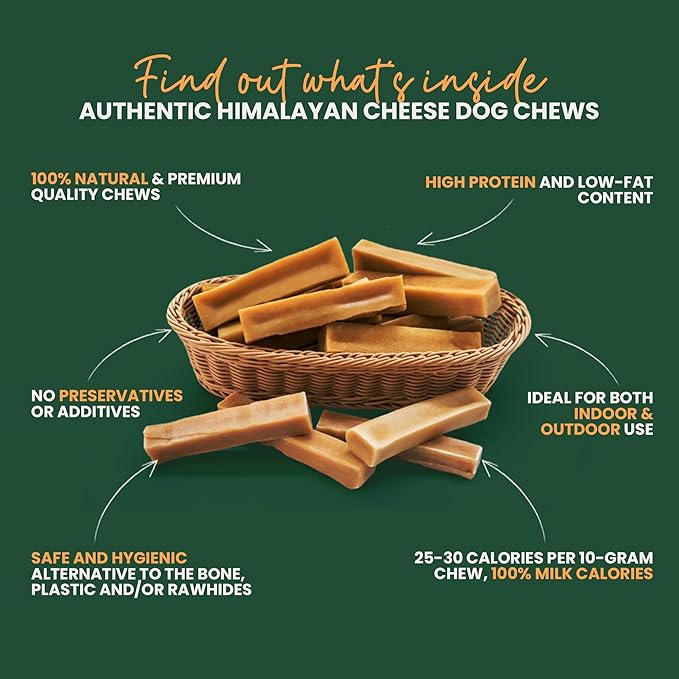 Authentic Himalayan Yak Cheese for Dogs - Mega (Pack of 1) - Sourced from Pristine Himalayan Foothill, Rawhide-Free, NO preservatives