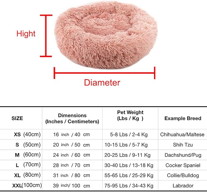huraty Pet Dog Bed Plush Calming Bed, Fluffy Donut Round Pet Beds for Small Medium Large Dogs Cats, Anti-Slip & Anti-Anxiety, 28 Inch for Puppy and Kitties, Black, L