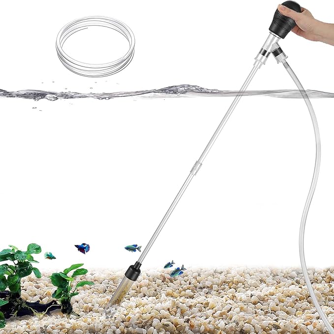 Carefree Fish Aquarium Small Gravel Cleaner 6Ft Hose Silicone Airbag Fish Tank Water Changer Gravel Vacuum Adjustable Length ABS(for 3~8Gal Tank)