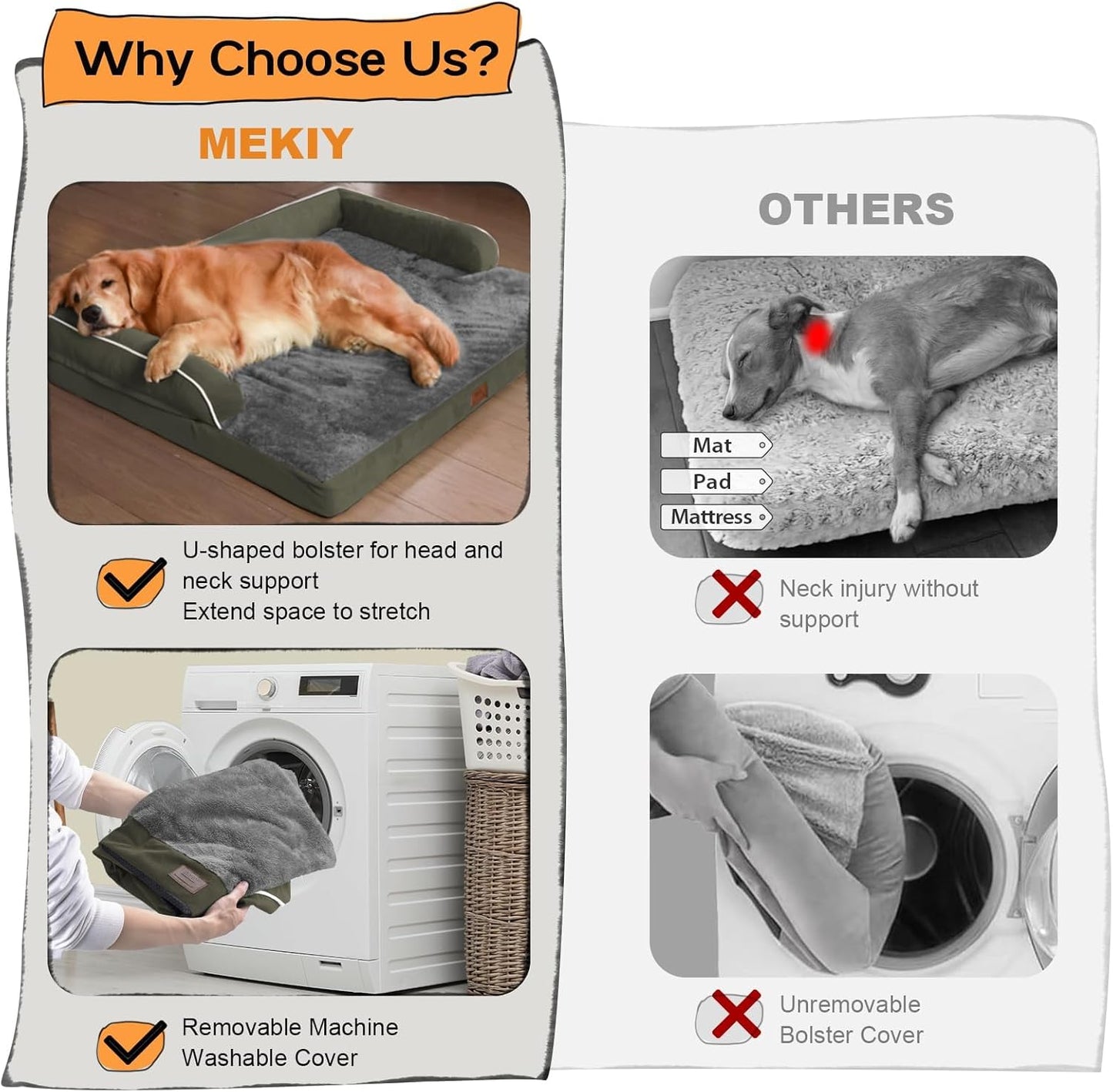 Small Dog Bed Waterproof Orthopedic Dog Beds for Medium Sized Dogs Comfy Pet Cat Bed with Sides, Washable Removable Cover
