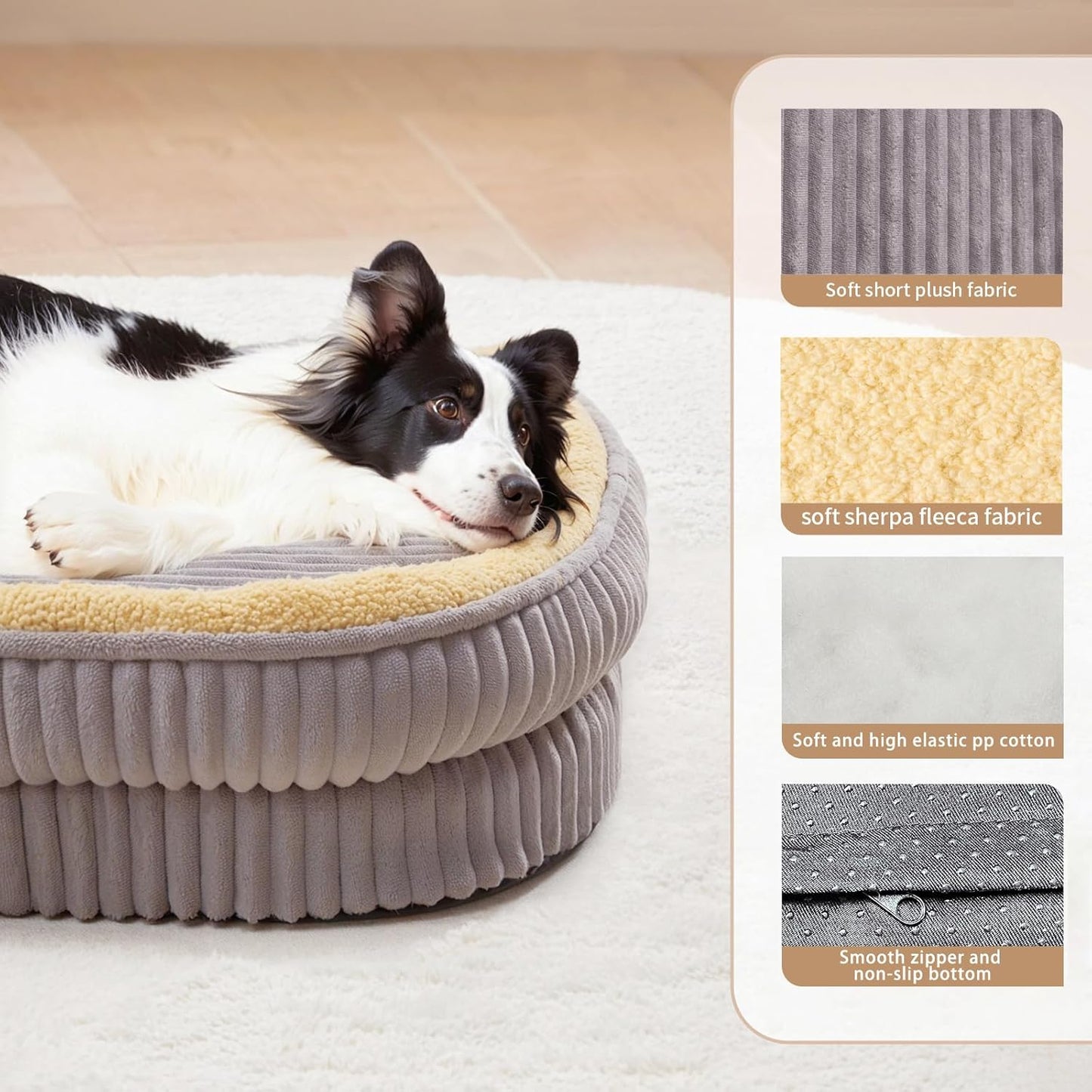 Orthopedic Dog Bed for Large Dogs Breeds, High Density Egg Crate Foam Dog Sofa Beds,Oval Kennel Bed, Pet Couch Bed with Four Sided Bolster, Removable Washable Cover& Non-Slip Bottom