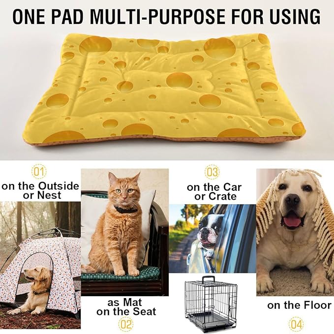 Pet Bed Cheese Pattern Dog Bed Mat Absorbing Non Slip Pad Pet Sleeping Mat for Small, Medium, and Large Dogs Puppy Cat 36 in x 24 in