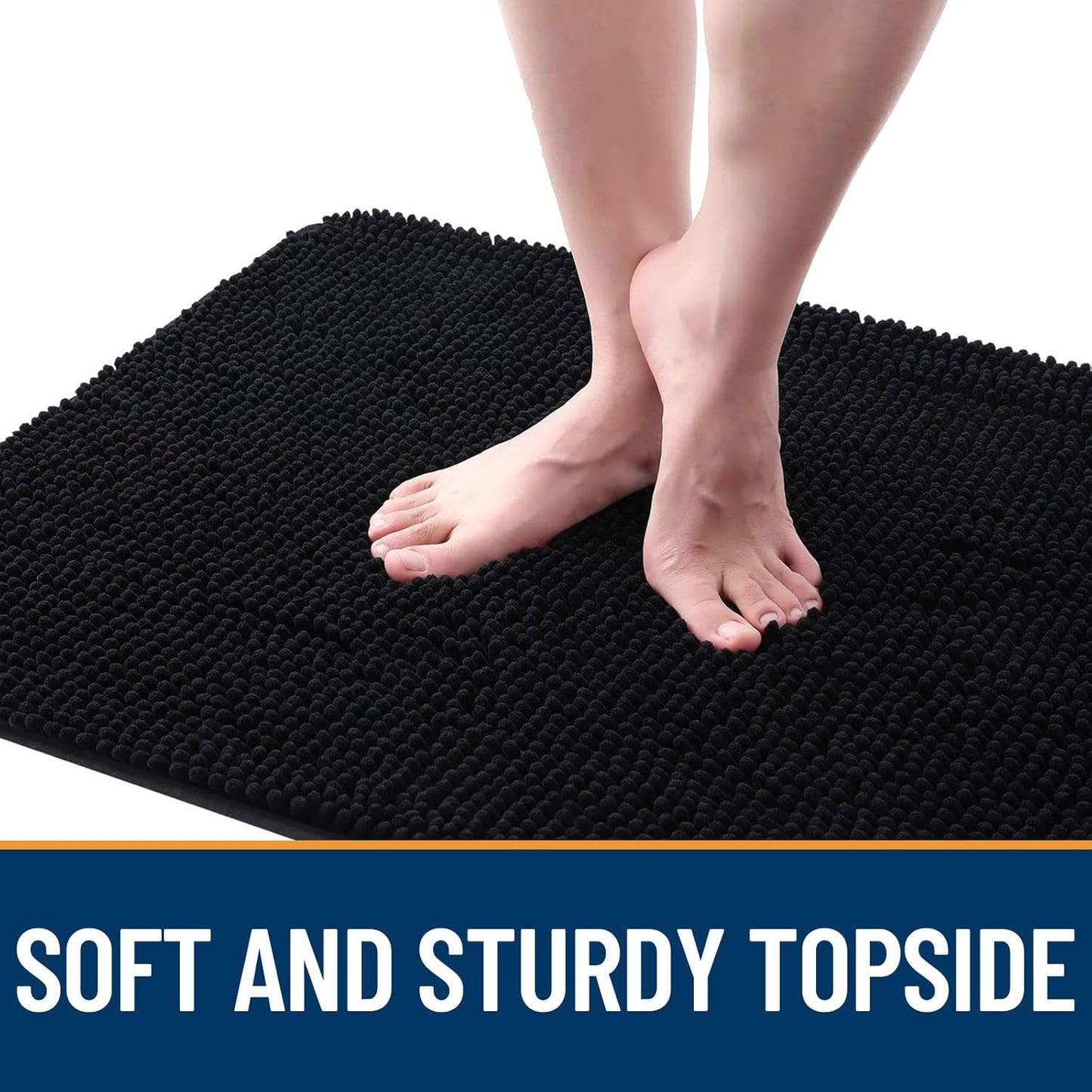 OLANLY Dog Door Mat for Muddy Paws 44x32, Absorbs Moisture and Dirt, Absorbent Non-Slip Washable Doormat, Quick Dry Chenille Mud Mat for Dogs, Entry Indoor Entryway Carpet for Inside Floor, Black