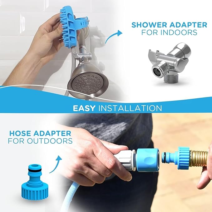 Aquapaw Dog Bath Brush Pro & Dog Shower Attachment - Large Silicone Rubber - Sprayer & Scrubber in One with 8ft Hose Attachment & Shower Wand for Bathing - Pet Bath Supplies