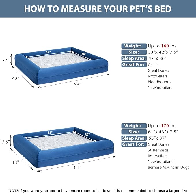 WNPETHOME XXXL Big Dog Bed, Washable Dog Couch with Removable Waterproof Cover, Orthopedic Large Pet Sofa Bed with Bolster Sides for Sleeping