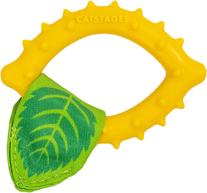 Catstages Dental Lemon Teether, Soft and Textured Cat Chew Toy, Catnip Oil Coating, Yellow