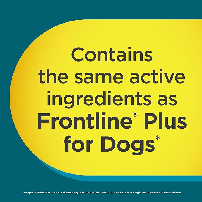 TevraPet FirstAct Plus Flea and Tick Topical for Dogs 45-88 Pounds, 3 Applicators