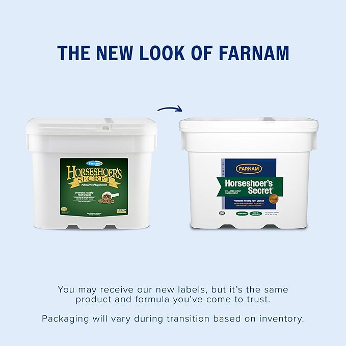 Farnam Horseshoer's Secret Pelleted Hoof Supplements, Promotes healthy hoof growth, maintains hoof walls & supports cracked hooves, 38 lbs., 100 day supply