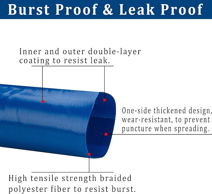 1-1/2 in x 25 ft Pool Backwash Hose Heavy Duty Drain Discharge PVC Lay flat