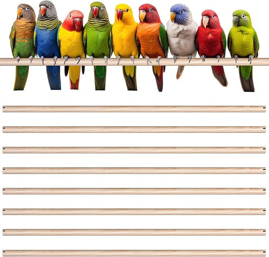 Sintuff 8 Pcs Bird Perches for Cage Accessories, Wooden Perch Rods Replacement with Double Head Slots, 0.6 Inch Diameter Natural Wood Stand for Parrot Macaw Cockatoo Parakeet(24 Inches)