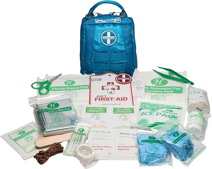 Kurgo Pet Tactical First Aid Kit, Dog First Aid MOLLE Harness Attachment, Detachable Pouch for MOLLE Dog Harness (First Aid Kit), Coastal Blue