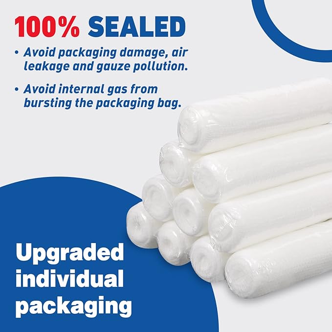 AZEN 90 Pack Gauze Rolls Bandages, 4 in x 4.1 Yards, Premium Medical Supplies & First Aid Supplies, Bandage Wrap Vet Wrap, Mummy Wraps (3 Boxes x 30 Rolls)