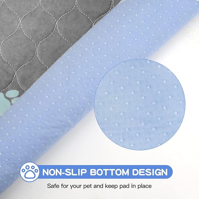 Aitmexcn Washable Puppy Dog Pee Pad, 2PCS 100% Waterproof Whelping Training Mat for Puppy/Senior Dog, Fast Drying Reusable Puppy Pads for Indoor, Outdoor and Car Travel- 24x36'' Llight Gray