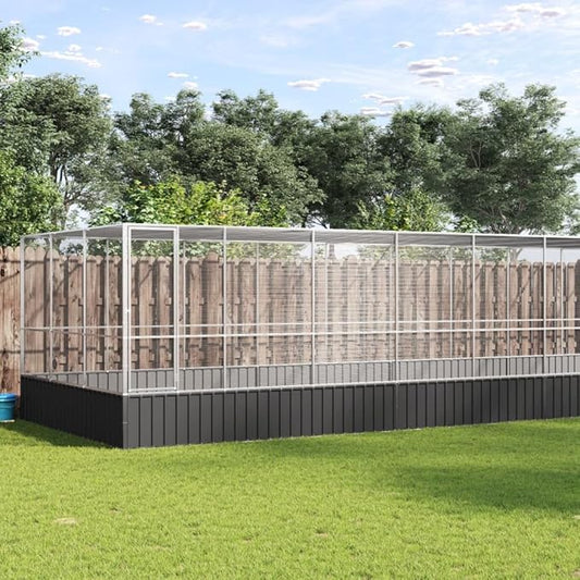 Steel Aviary with Extension, Large Flight King Bird Cage for Cockatiels African Grey Quaker Amazon Sun Parakeets Green Cheek Conures Pigeons Parrot Bird Cage, 448.4"x120.9"x83.5",-88