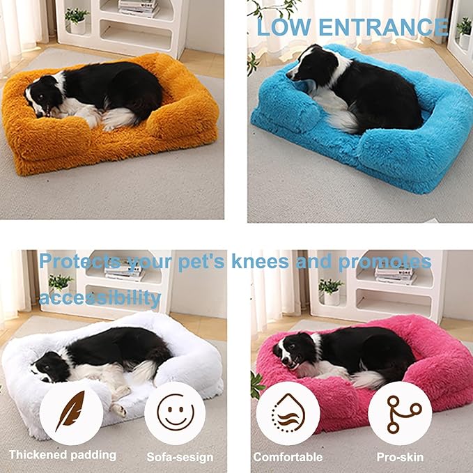 Dog Beds Large Sized dog Orthopedic, Sofa Dog Bed with Waterproof Lining and Nonskid Bottom, Rectangle Washable Dog Bed for Medium Small Dogs and Cats Comfortable ( Color : Purple , Size : 43 x 27" )