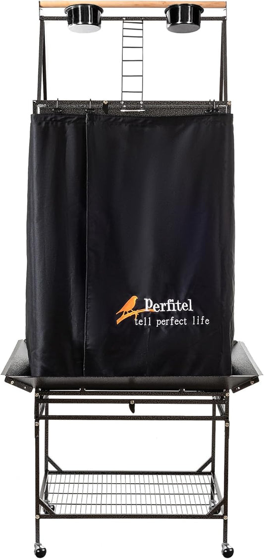Bird Cage Cover(Black) Good Night Birdcage Cover Black-Out Birdcage Cover Durable Breathable Washable Material… (61 inch)